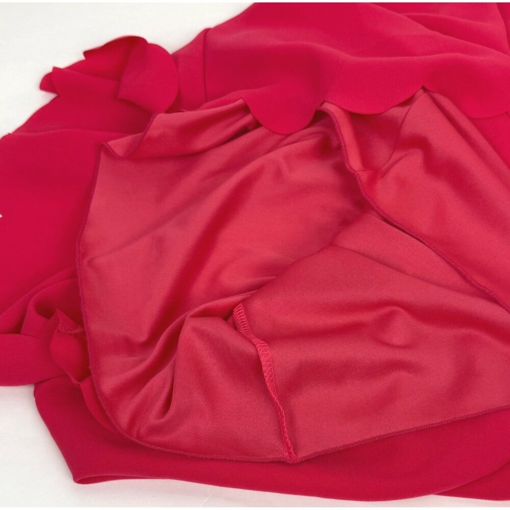 Everly Hot Pink Halter Swing Dress Scalloped Hem Keyhole Back Size M - Picture 4 of 5